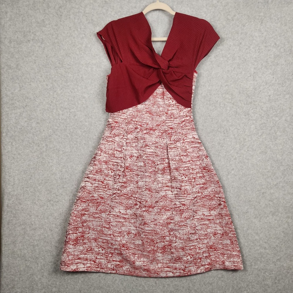 Lucky U Dress Womens‎ Small Red Textured Y2K Fit and Flare Pocket Lined Korea